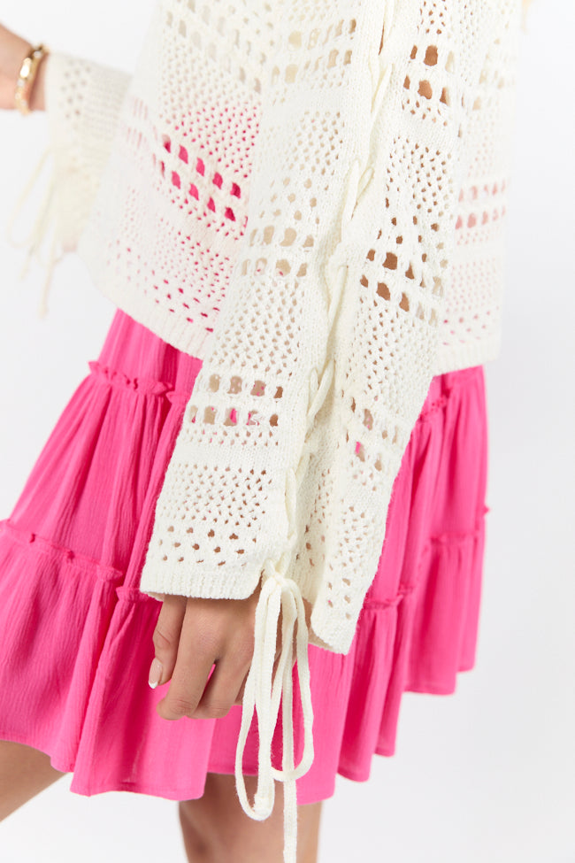 Easy Going Cream Open Knit Boat Neck Sweater FINAL SALE