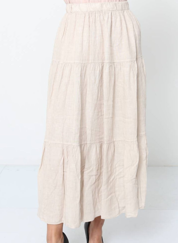 8348 Tiered Linen Skirt