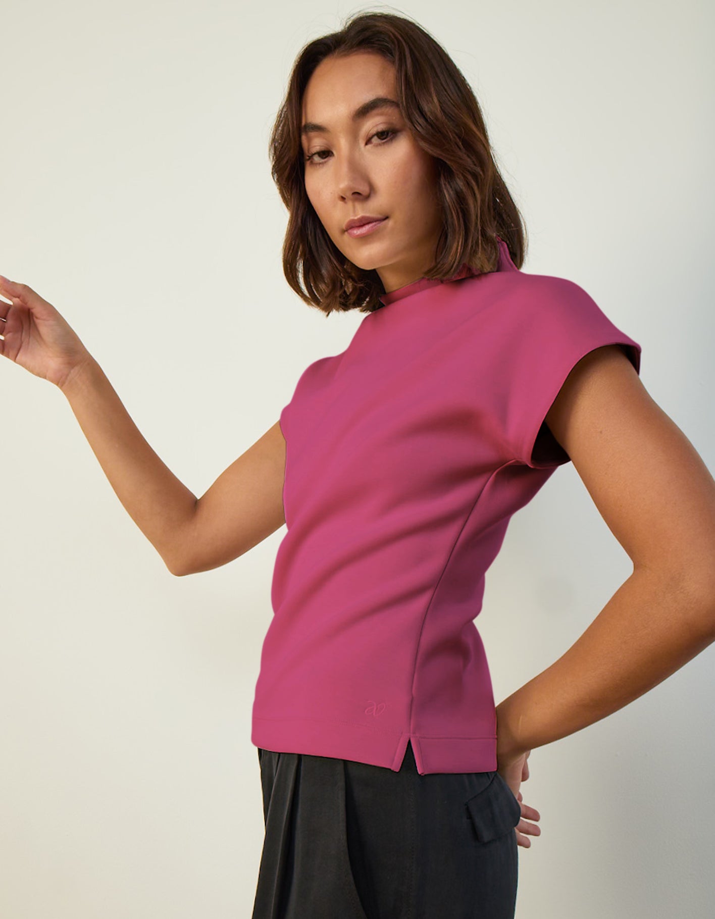 Cap Sleeve Mock Neck Top
