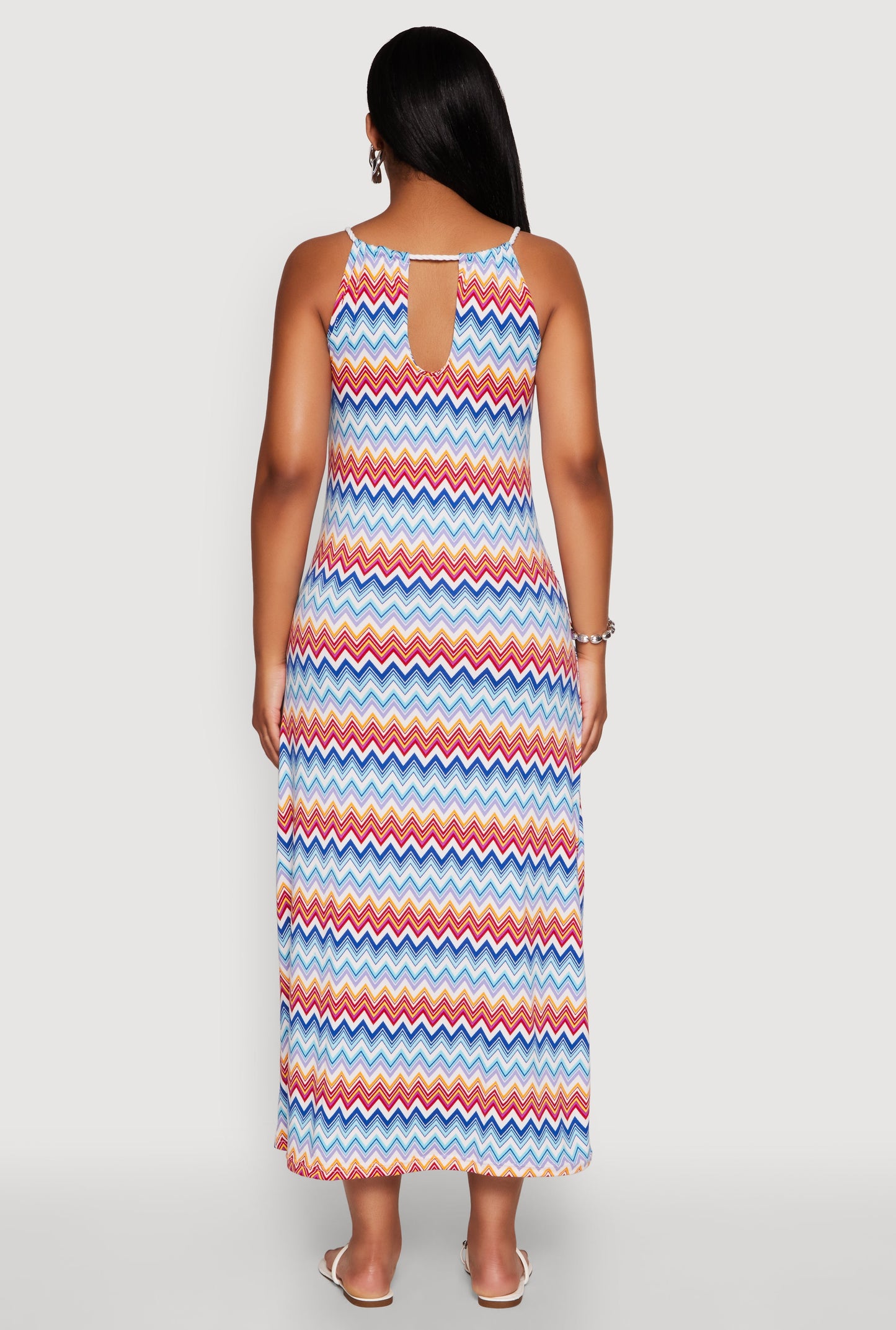 Chevron Print Rope Strap Maxi Dress