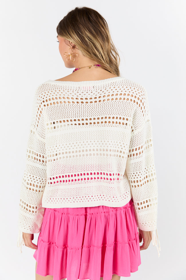 Easy Going Cream Open Knit Boat Neck Sweater FINAL SALE