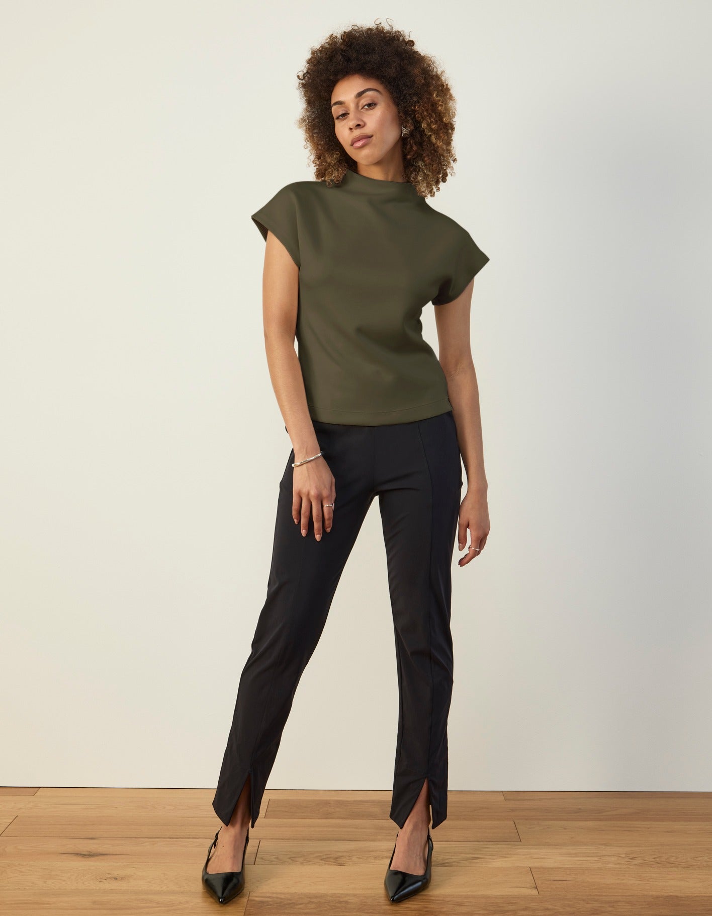 Cap Sleeve Mock Neck Top
