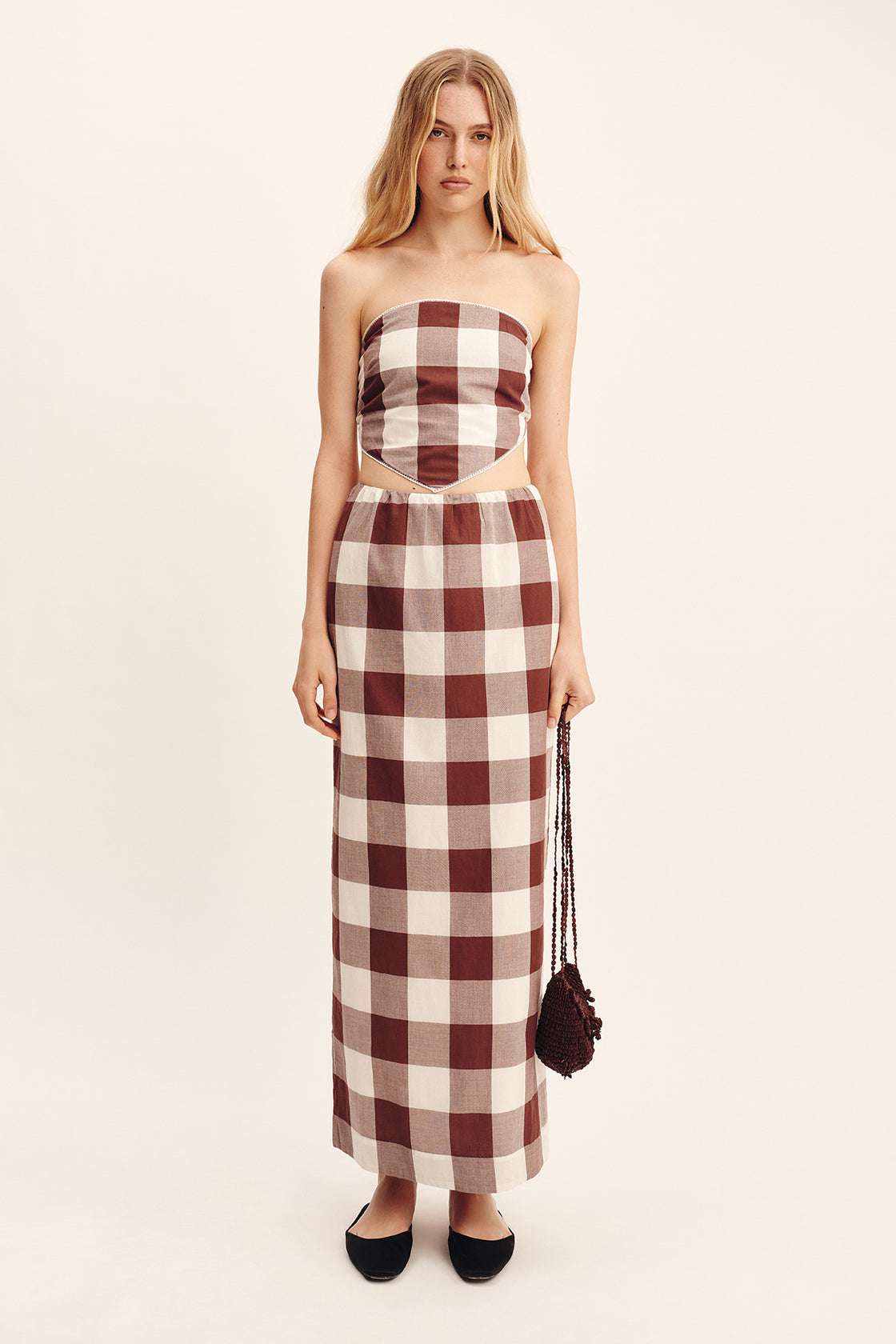 Mira Skirt in Mocha Gingham