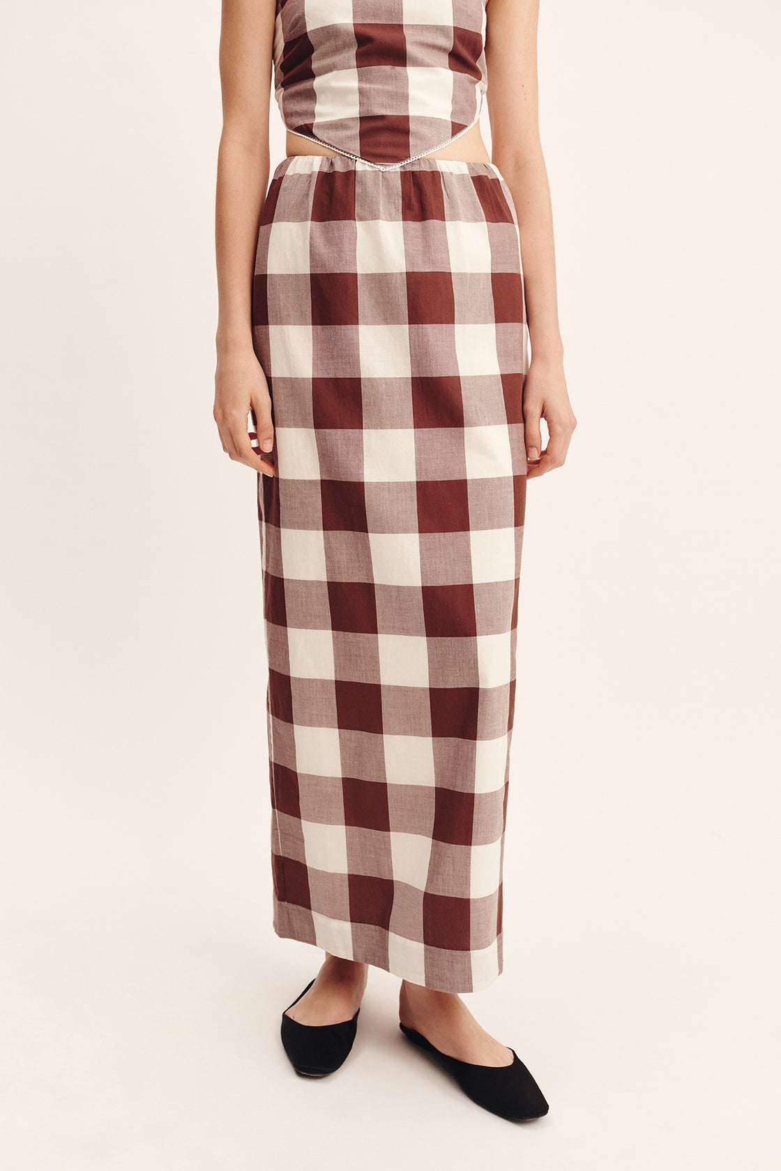 Mira Skirt in Mocha Gingham