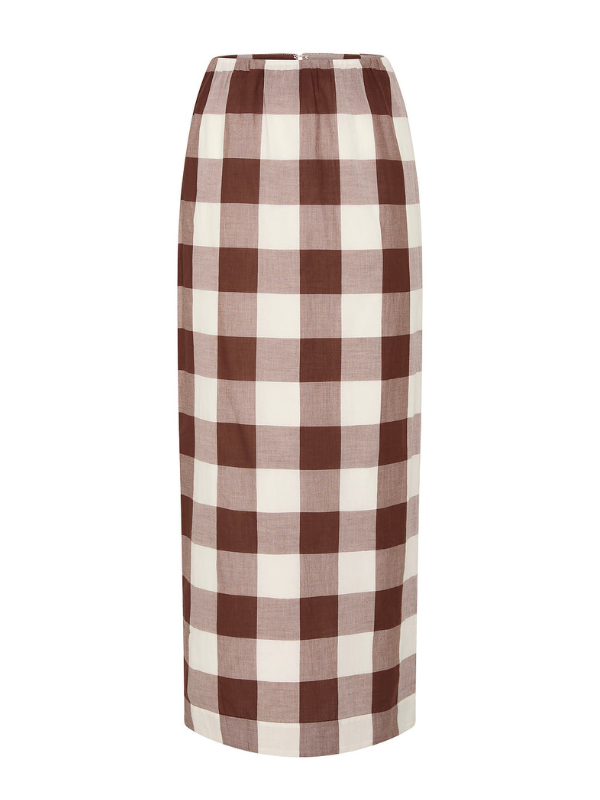 Mira Skirt in Mocha Gingham