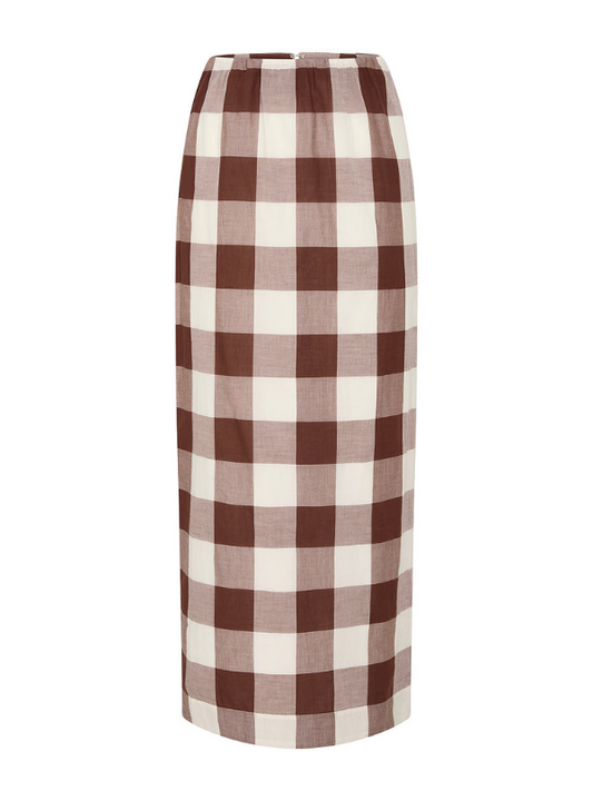 Mira Skirt in Mocha Gingham